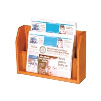 Solid Oak 2-Pocket Newspaper Counter Rack