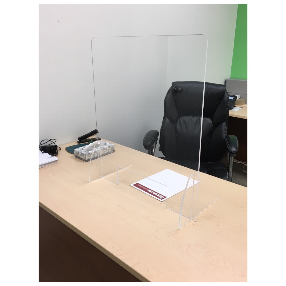 Portable Plexiglass Barrier Plexiglass Sneeze Guard Business and Customer Safety Homesuit Economy 24W x 24H Protective Freestanding Shield with Transaction Window for Counter and Desk 